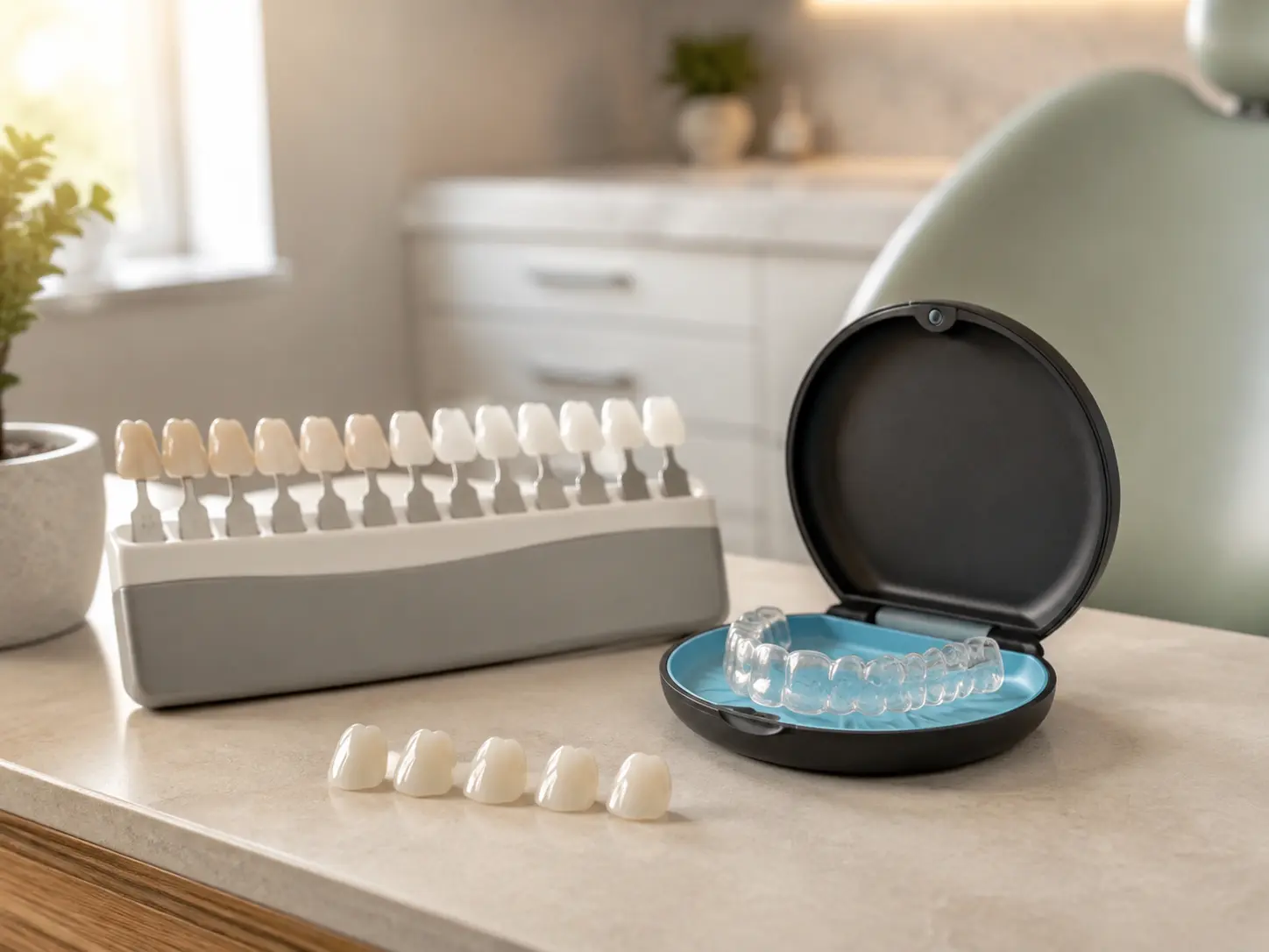 Eagle Lake cosmetic dentistry whitening trays and shade guide