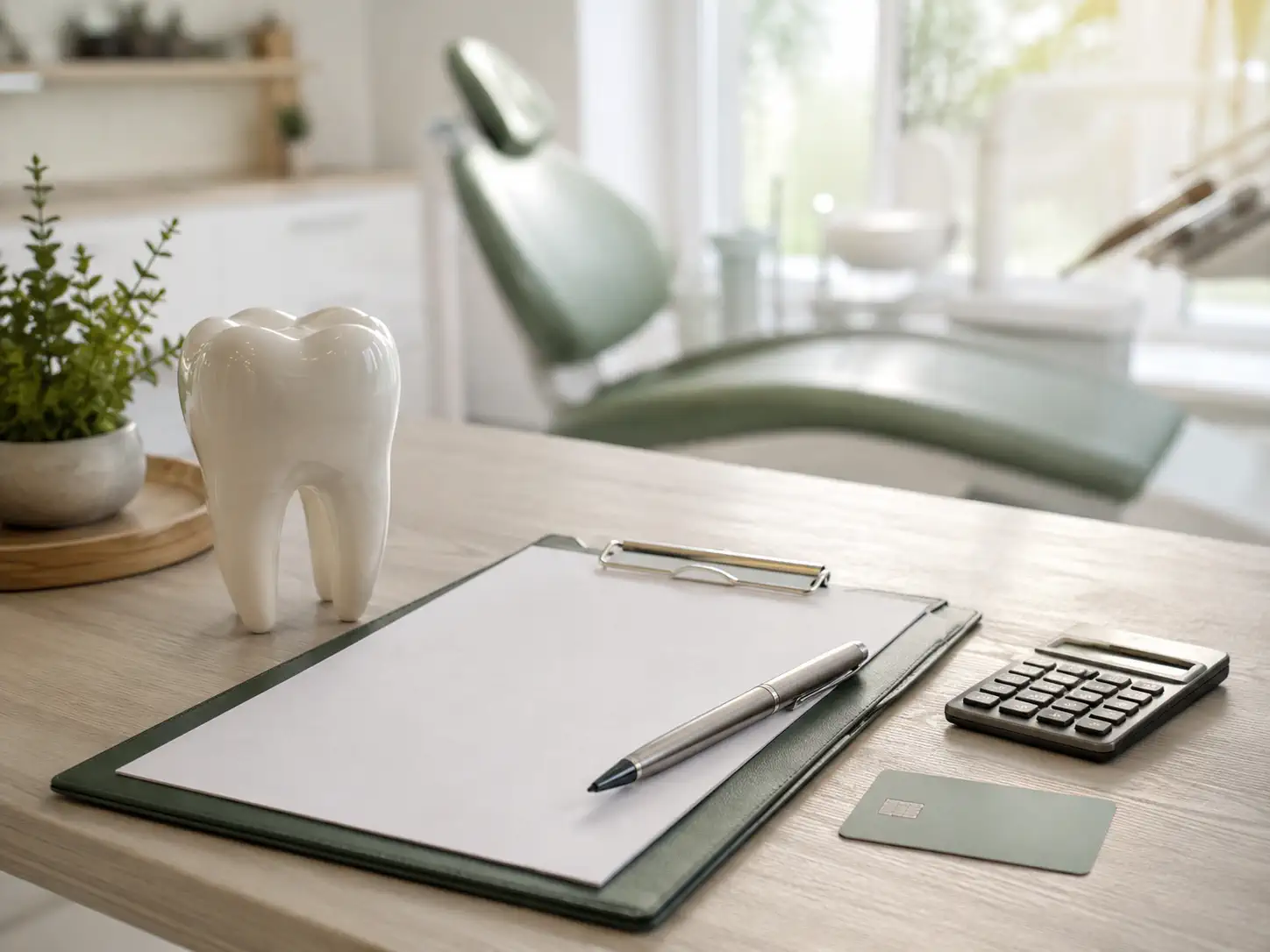 Eagle Lake dental financing consultation materials and tooth model